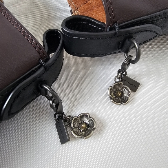 Coach Moto Tea Rose Leather Booties Oxblood Block Heel Ankle Boots Size 6.5 - Picture 14 of 16